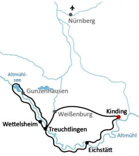 Bike tour in the Altmuehl Valley - map
