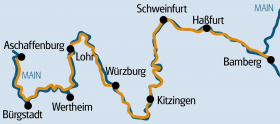 Der Main mit Rad & Schiff - Karte