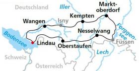 Radtour im Allgäu - Karte