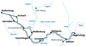 Radtour am Altmühl-Radweg - Karte