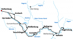 The Altmuehl bike path - map